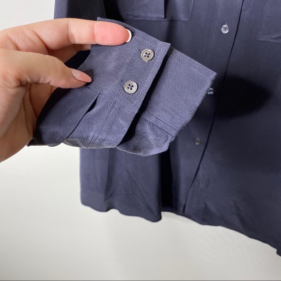 Rails 100% Silk Rhett Charcoal Pocket Blouse Top M - Picture 7 of 9